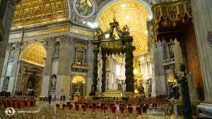 The beautifully detailed interior of Saint Peter's Basilica—the palace-like church inside Vatican City. (Photo by percussionist Tiffany Yu)